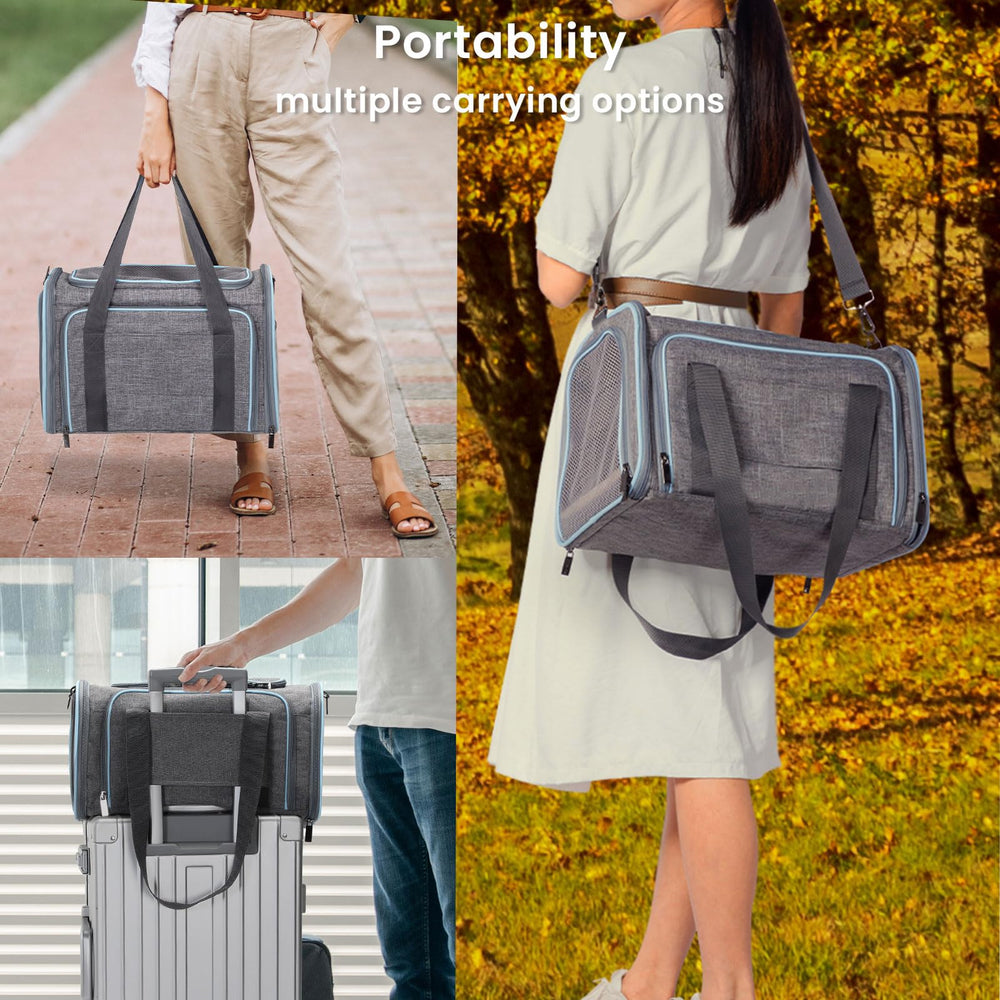 Petsfit carrier mesh windows provide airflow and visibility for pets.