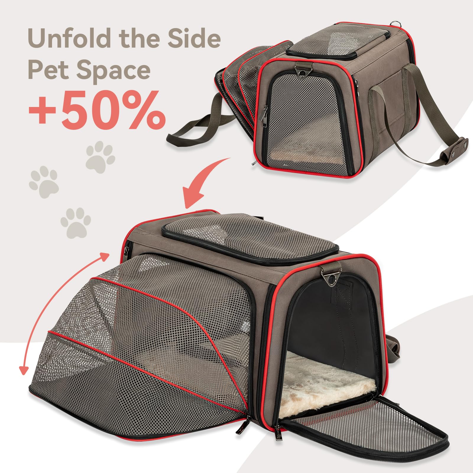 Petsfit expandable soft-side carrier durable material highlighting sturdy construction