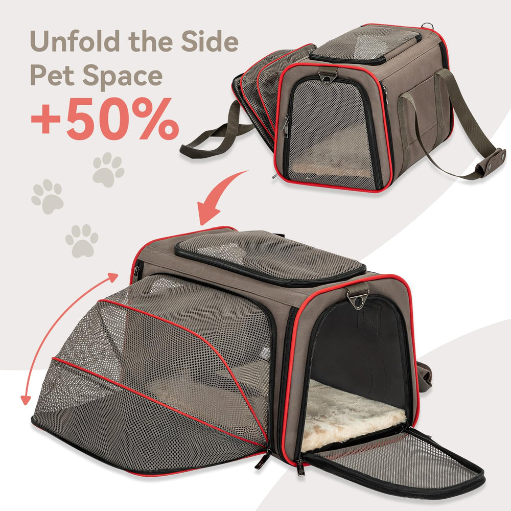 Petsfit expandable soft-side carrier durable material highlighting sturdy construction