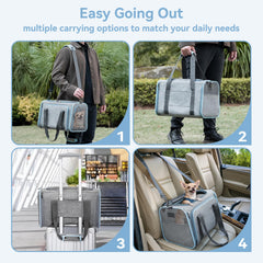 Petsfit expandable soft-side carrier durable oxford fabric withstands frequent trips