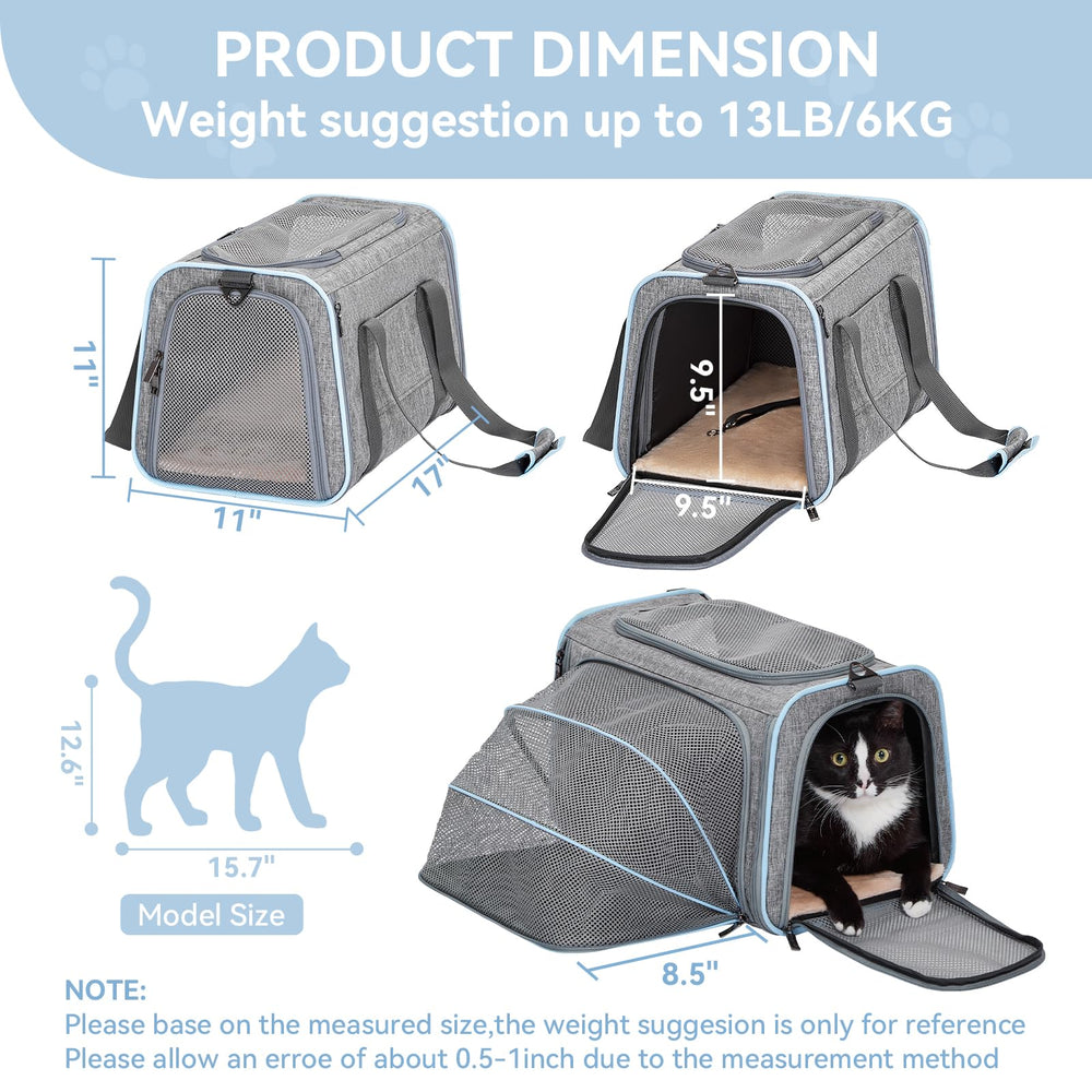 Petsfit expandable soft-side carrier expanded space lets pets sprawl during travel