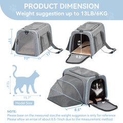 Petsfit expandable soft-side carrier expanded space lets pets sprawl during travel