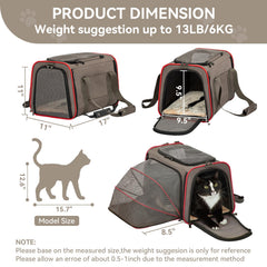 Petsfit expandable soft-side carrier interior space illustrating roomy area for pets