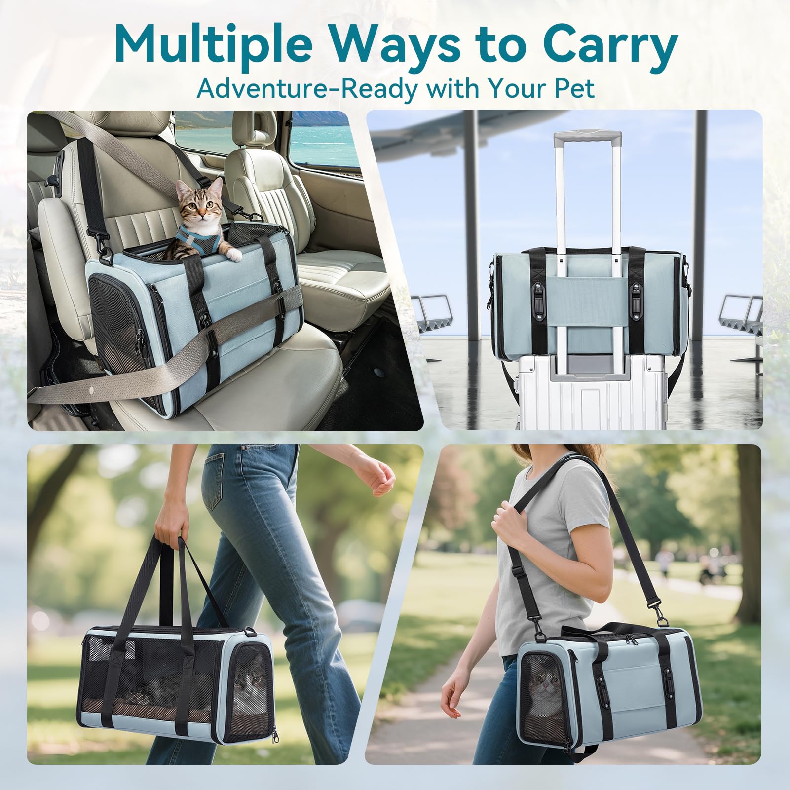Petsfit foldable carrier design enables compact storage when not in use.
