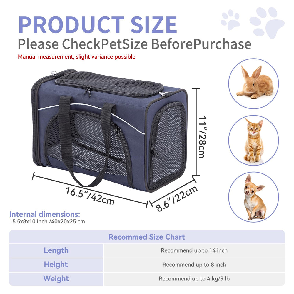 Petsfit four-ventilation-panel carrier ensures good airflow and pet visibility