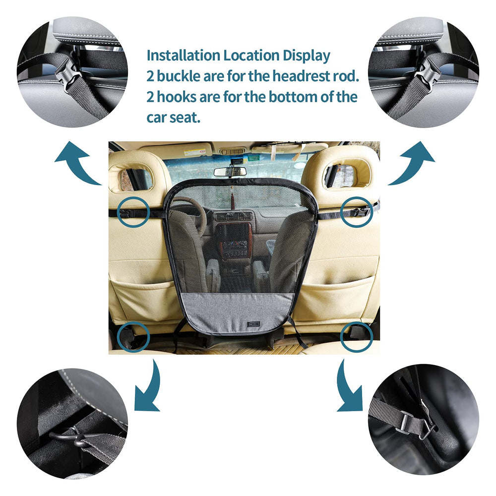 Petsfit front seat hooks secure barrier to seat rails