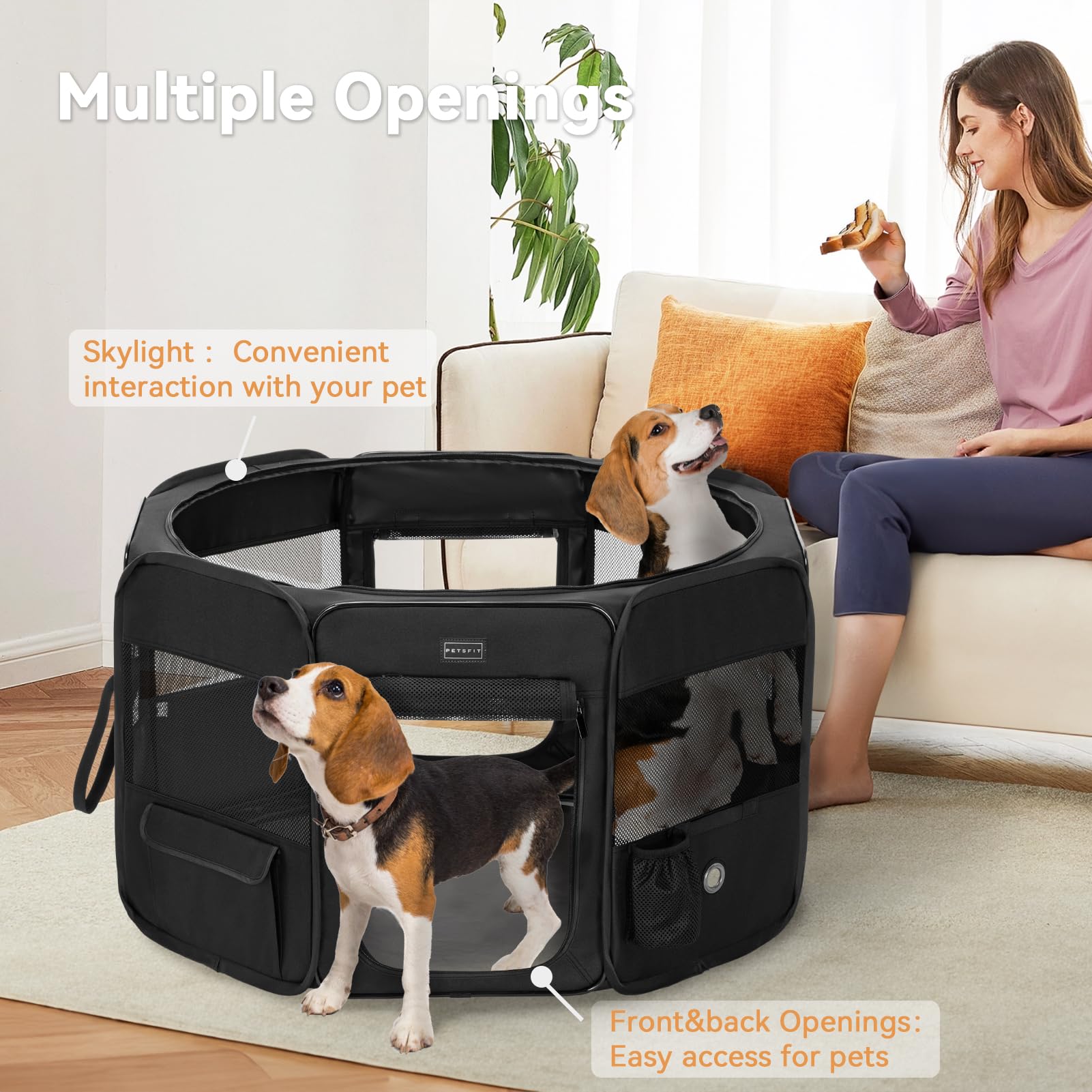Petsfit leakproof bottom mat enables quick cleanup after play.