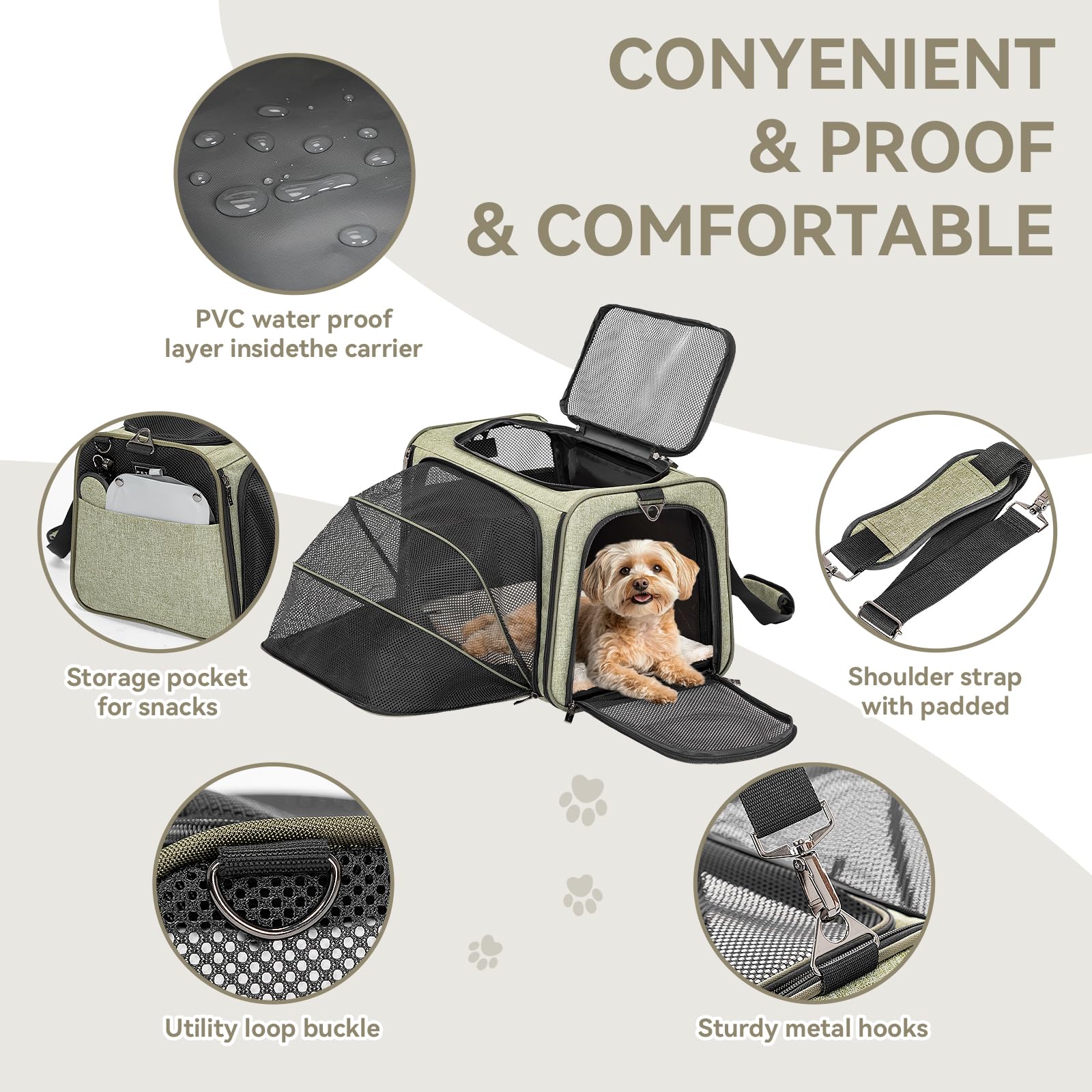 Petsfit locking safety zippers keep pets secure during transit.