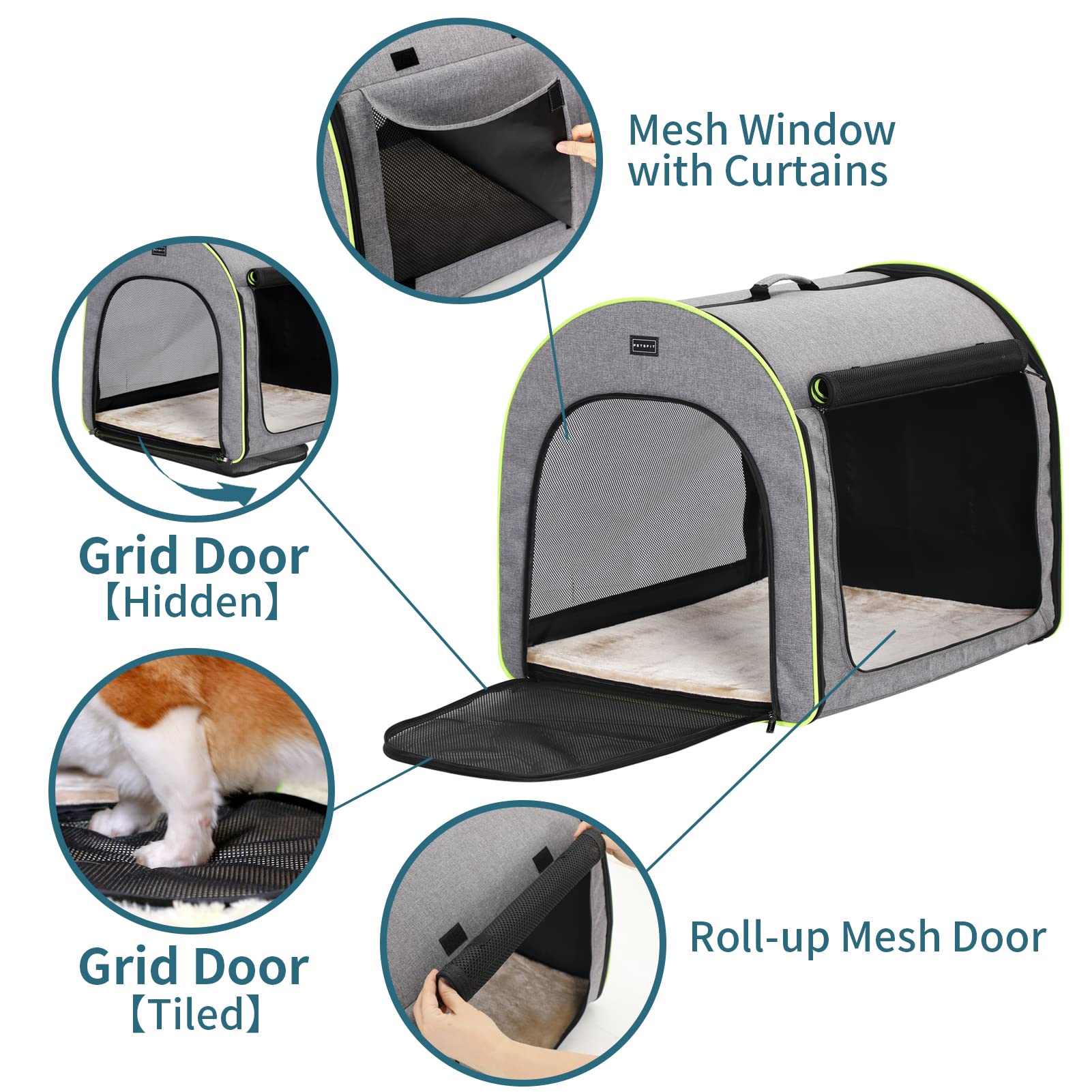 Petsfit mesh-airflow-three-sides showcases breathable space for pet comfort.