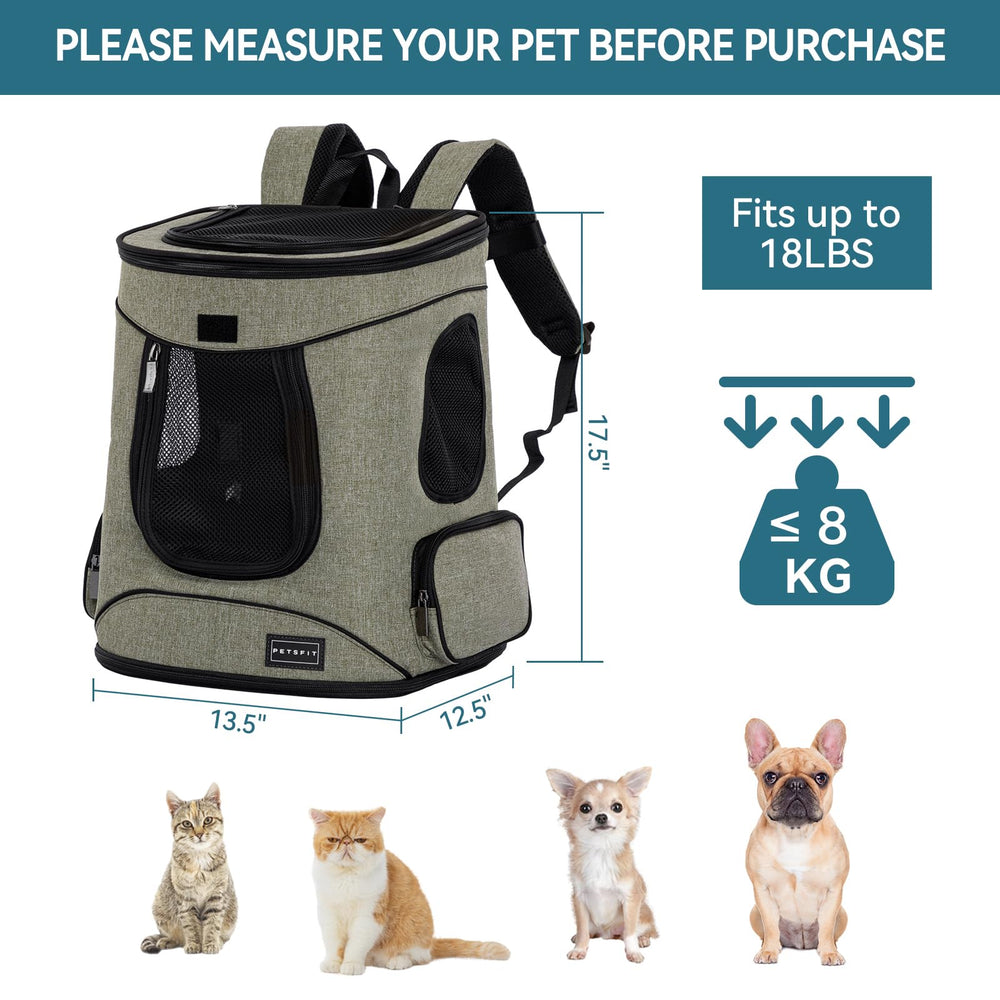Petsfit Pet Backpack Carrier with shoulder, waist, and chest straps for comfort