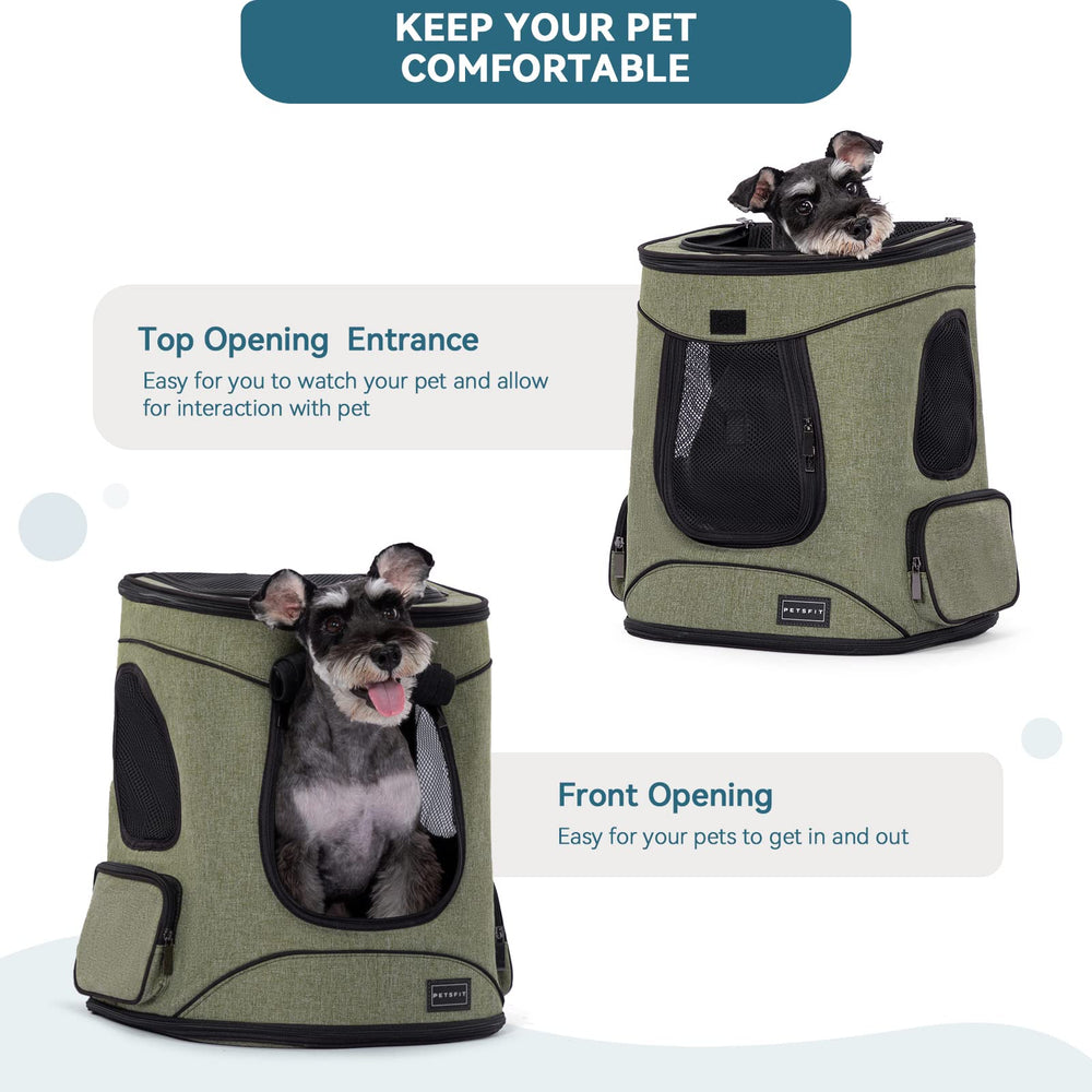 Petsfit Pet Backpack Carrier foldable design with dual pockets for supplies