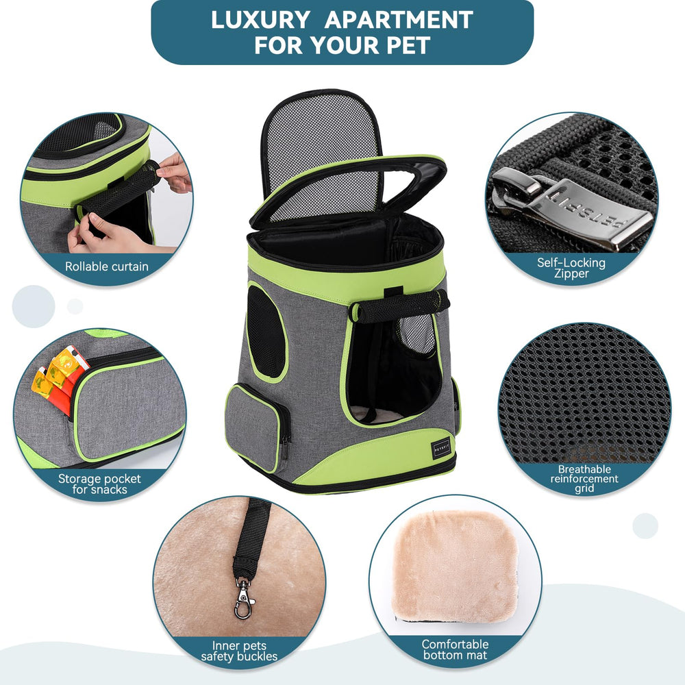 Petsfit lockable zipper and built-in safety belt enhance pet security inside the carrier.