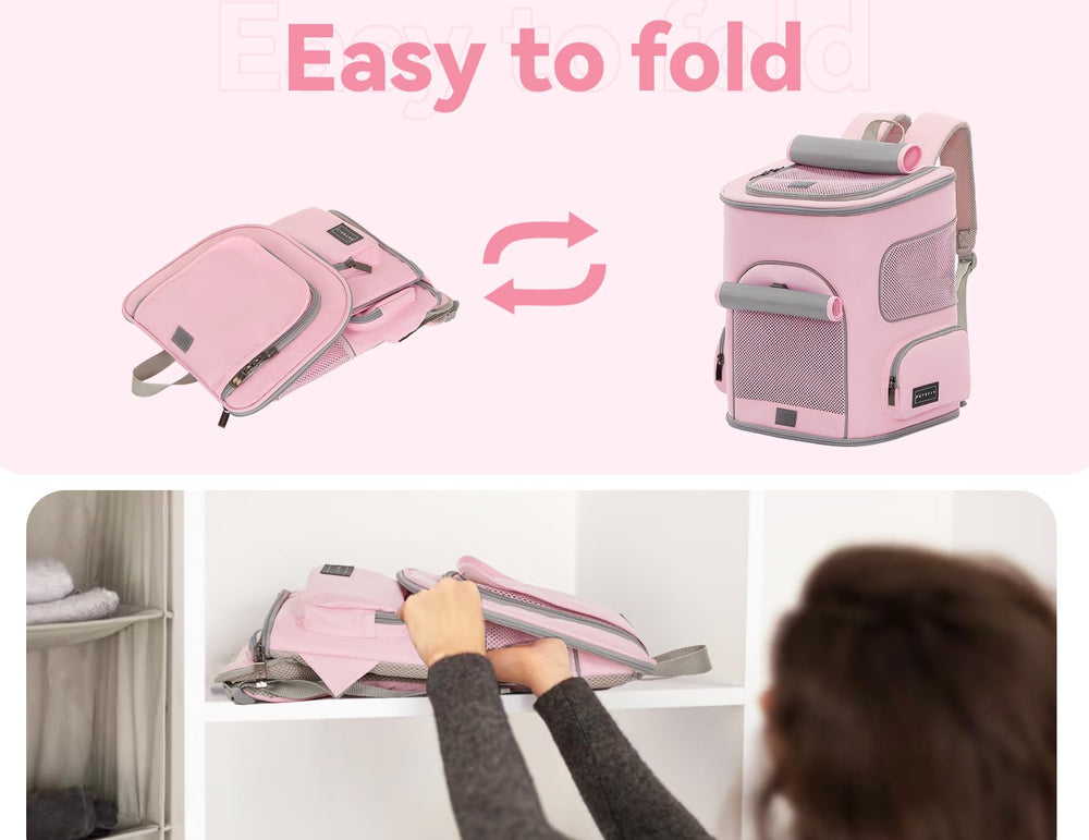 PETSFIT pet carrier backpack built-in safety rope and lockable zipper.