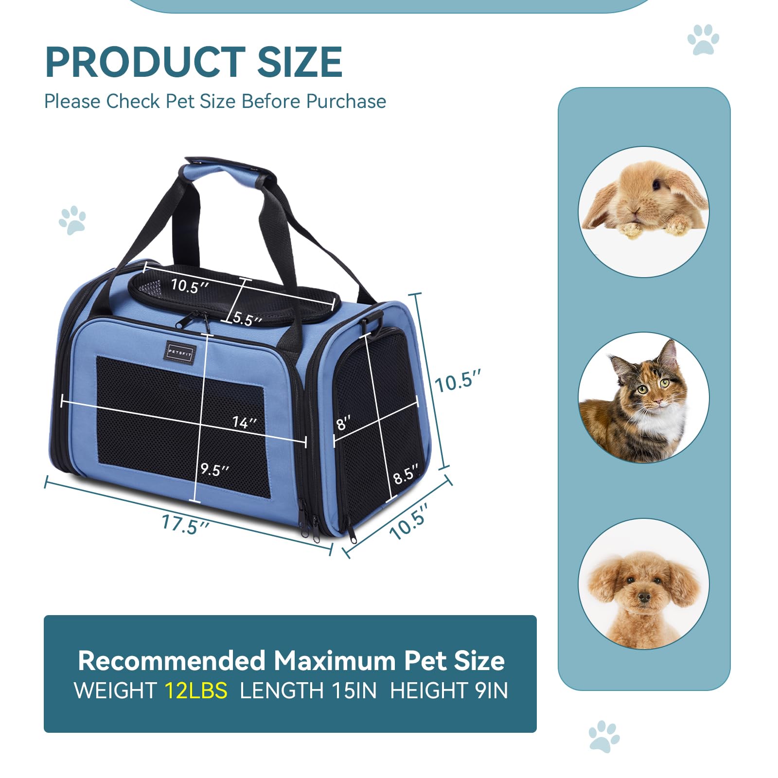 Petsfit PETSFIT soft sided collapsible carrier for storage
