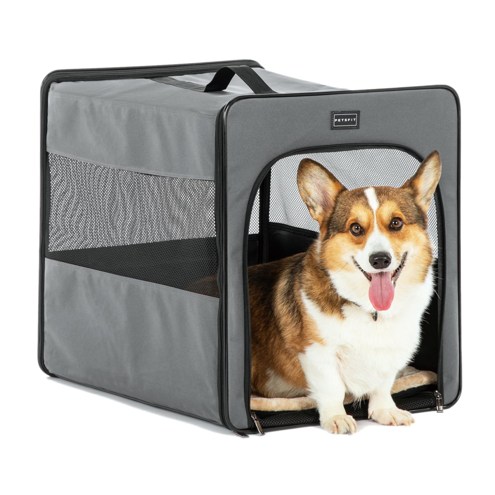 Petsfit portable-dog-crate-24inch-setup shows quick assembly for on-the-go trips.