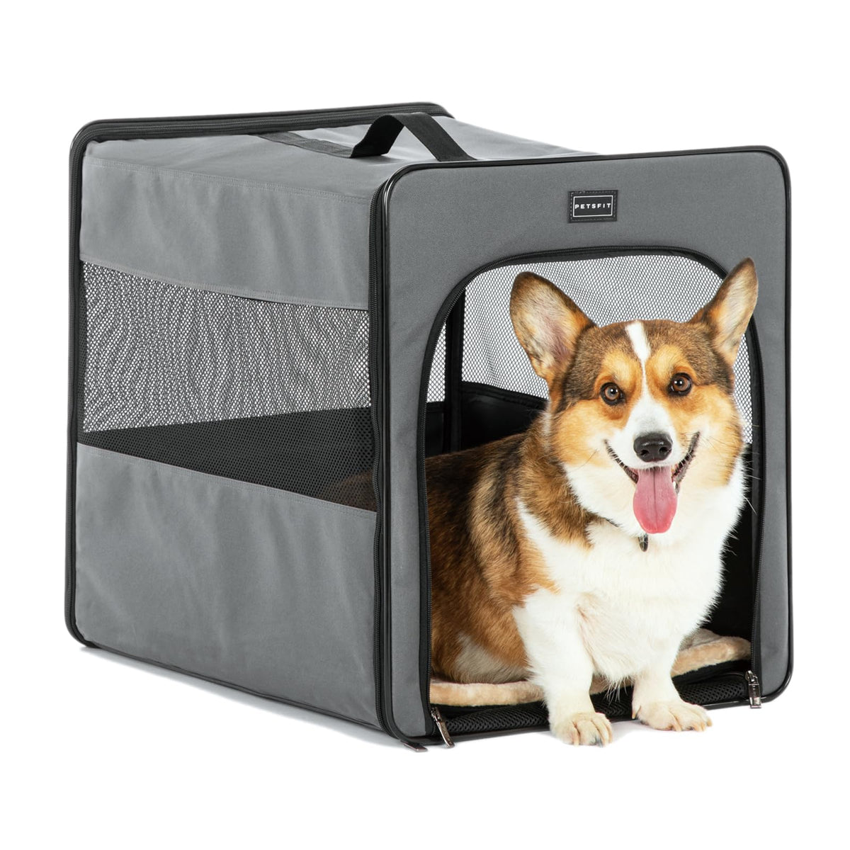 Petsfit portable-dog-crate-24inch-setup shows quick assembly for on-the-go trips.