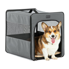 Petsfit portable-dog-crate-24inch-setup shows quick assembly for on-the-go trips.