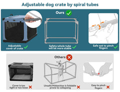 Petsfit portable dog crate 36 blue interior demonstrates ample space for lying and turning.