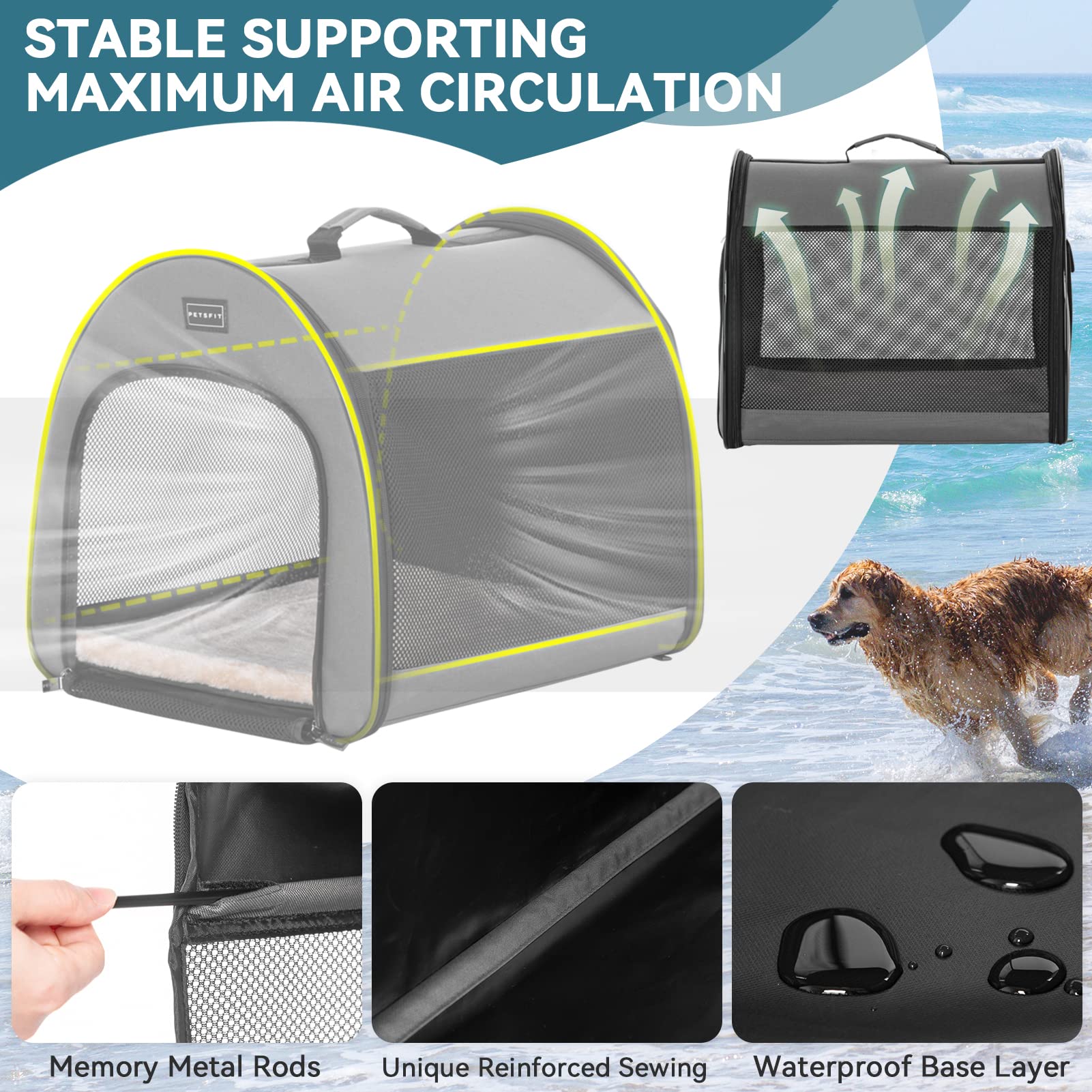 Petsfit portable dog crate reversible-mattress demonstrates plush comfort
