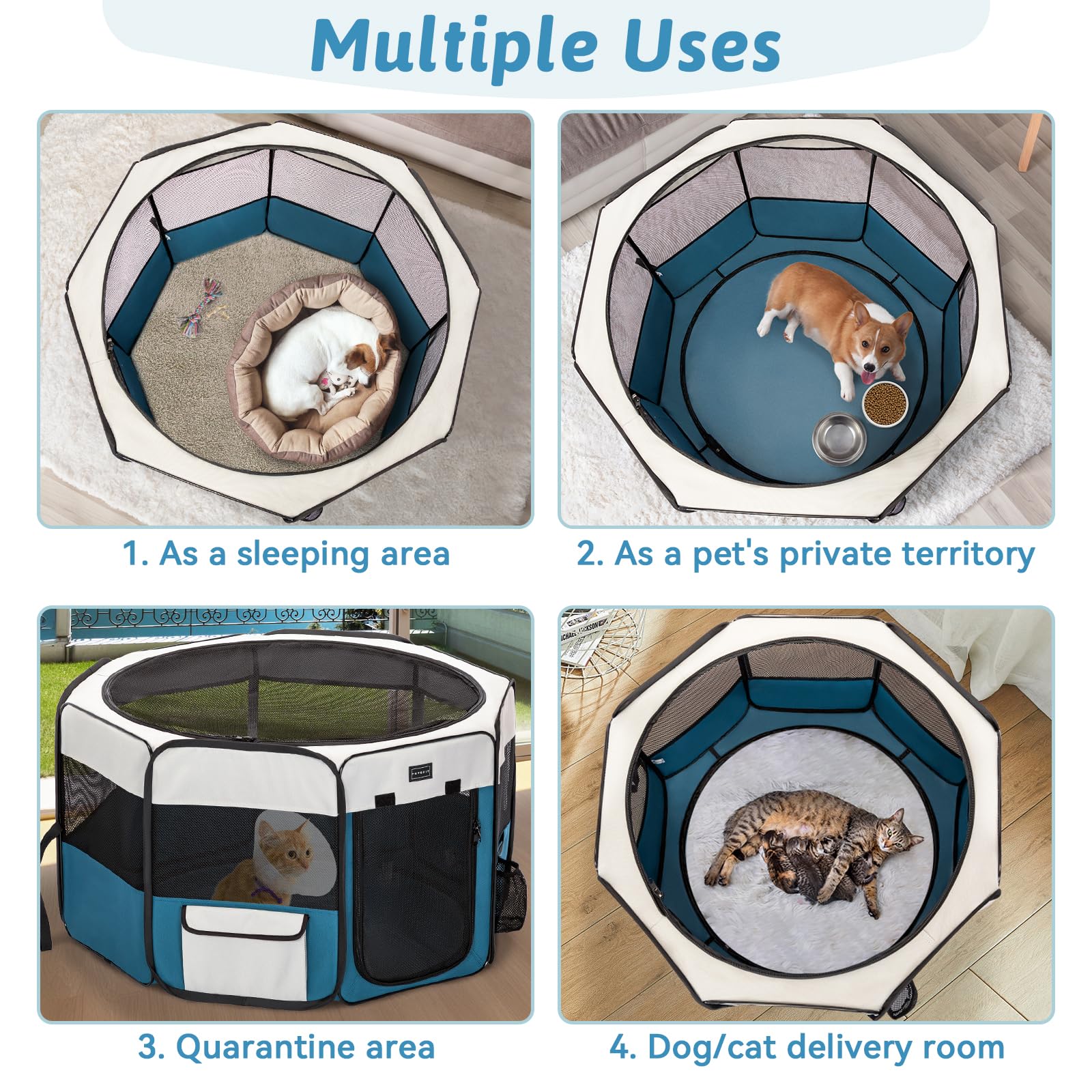 Petsfit quick 3-second setup shown with lightweight portability for travel.