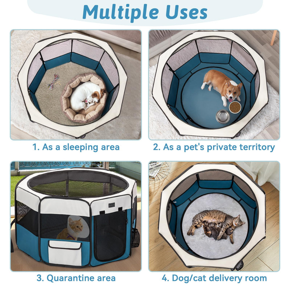 Petsfit quick 3-second setup shown with lightweight portability for travel.