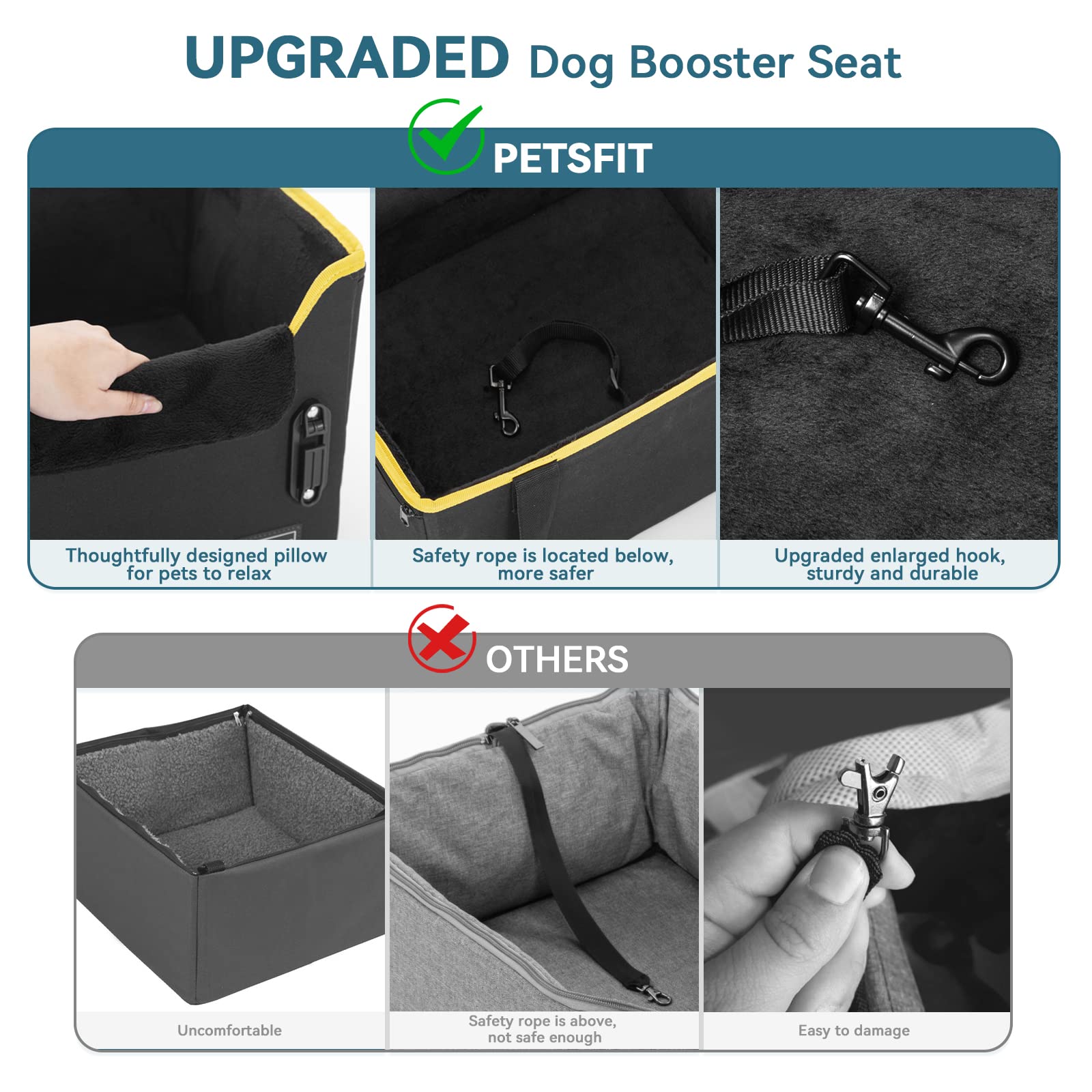 PETSFIT small dog car seat front-back fit compatible with multiple vehicle types