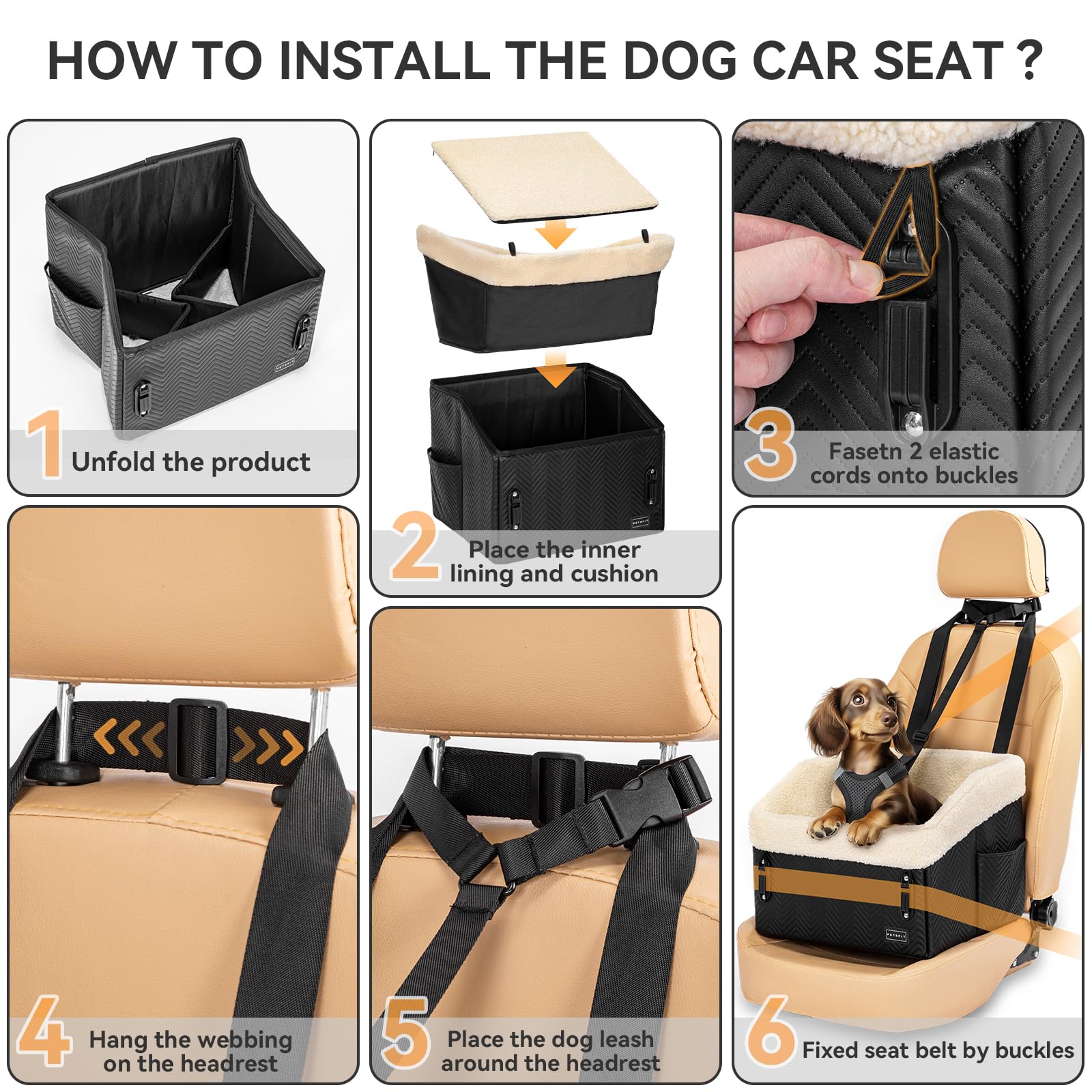 Petsfit small dog car seat washable cushion for quick cleanup after adventures.