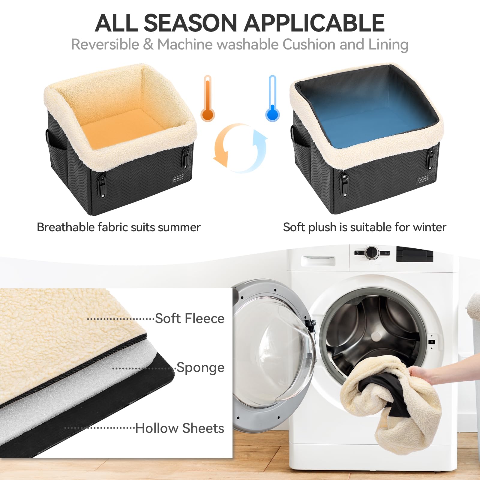 Petsfit small dog car seat waterproof leather keeps the car tidy during messy trips.