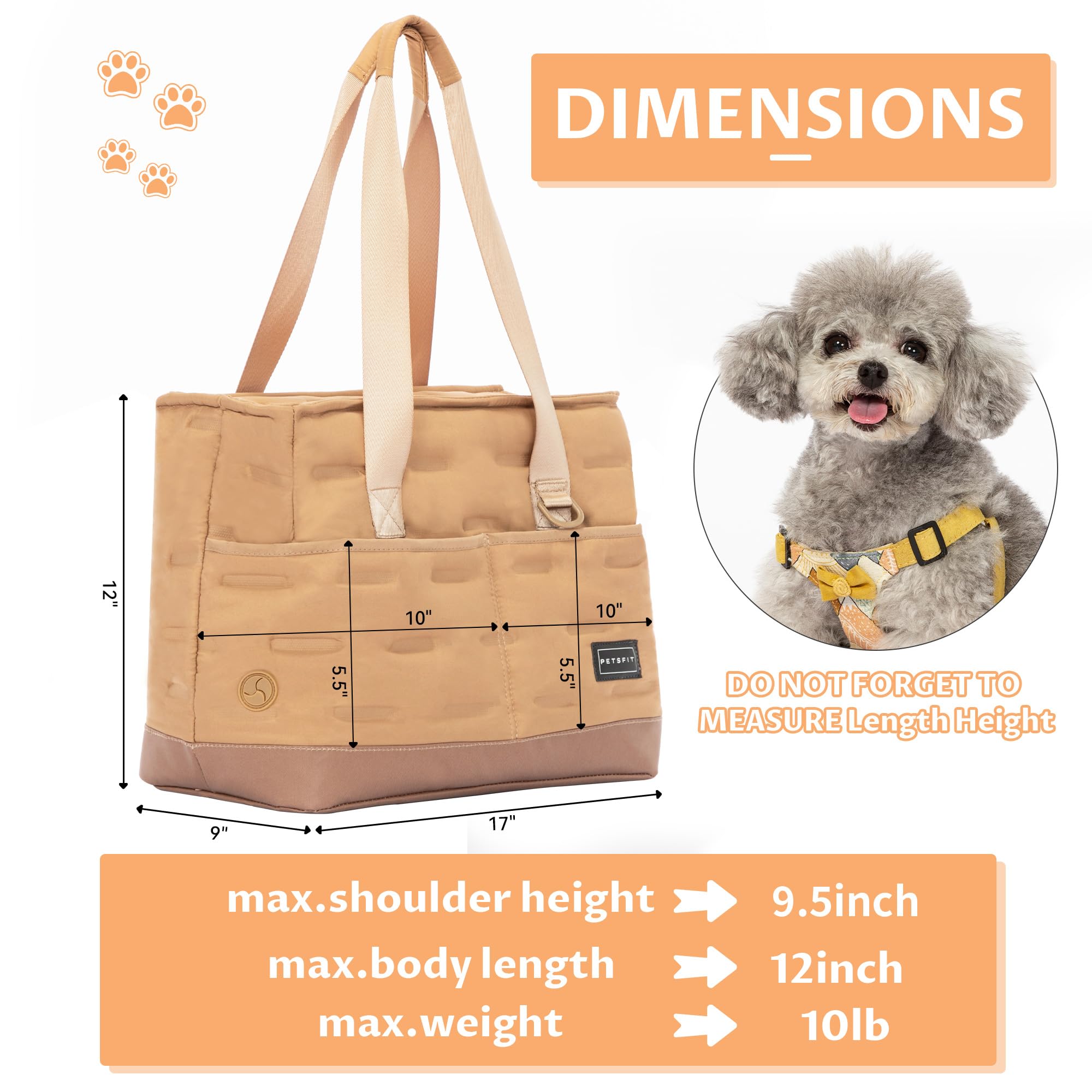 Petsfit Small Dog Carrier Purse side pocket open showing convenient storage