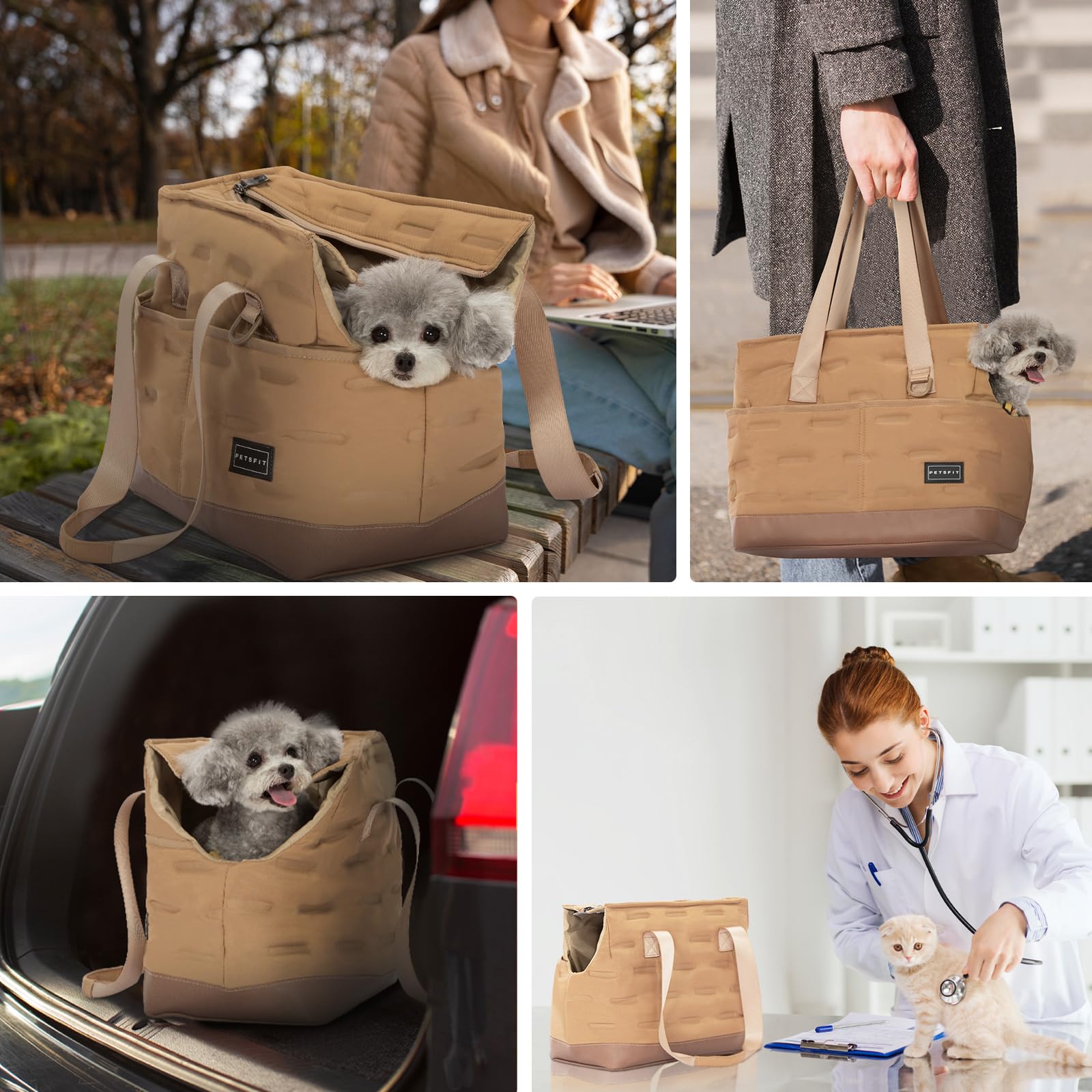 Petsfit Small Dog Carrier Purse travel-ready setup for shopping or walking