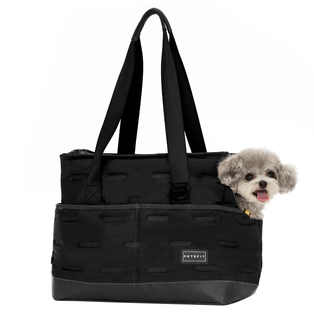 Petsfit small dog purse carrier side view highlights compact, portable design for daily outings.