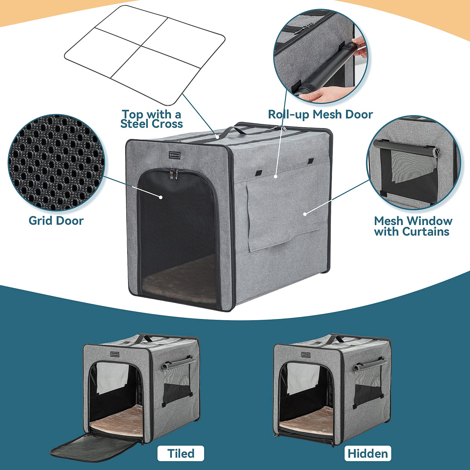 PETSFIT soft crate with waterproof base keeps interior dry