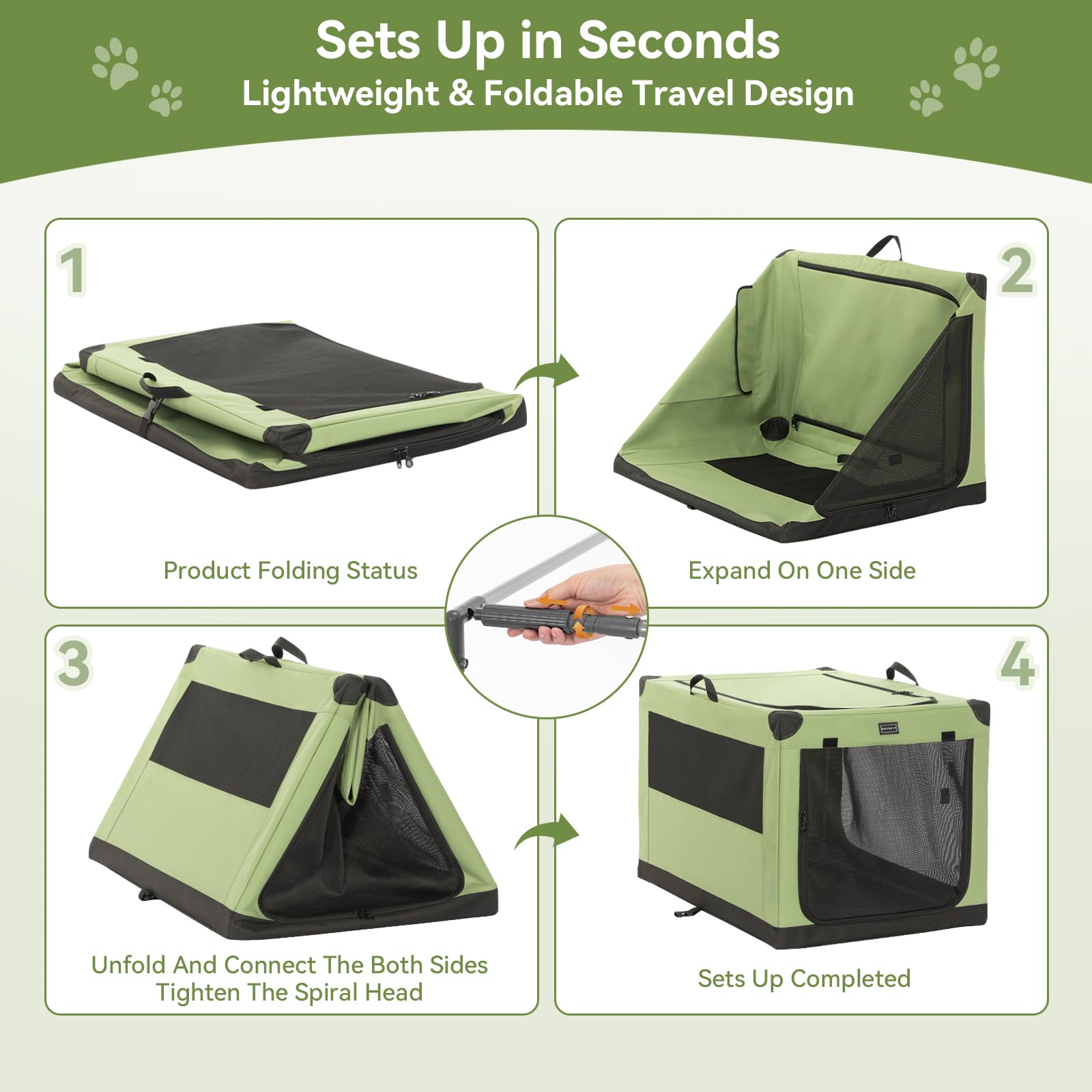 Petsfit soft dog crate mesh window provides private resting space during travel
