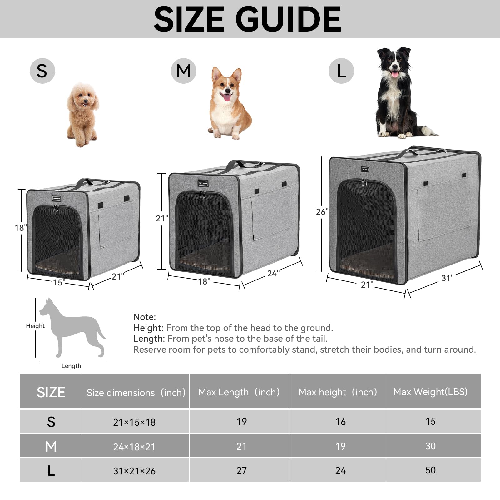 PETSFIT soft dog crate mesh windows illustrate ventilation and adjustable views