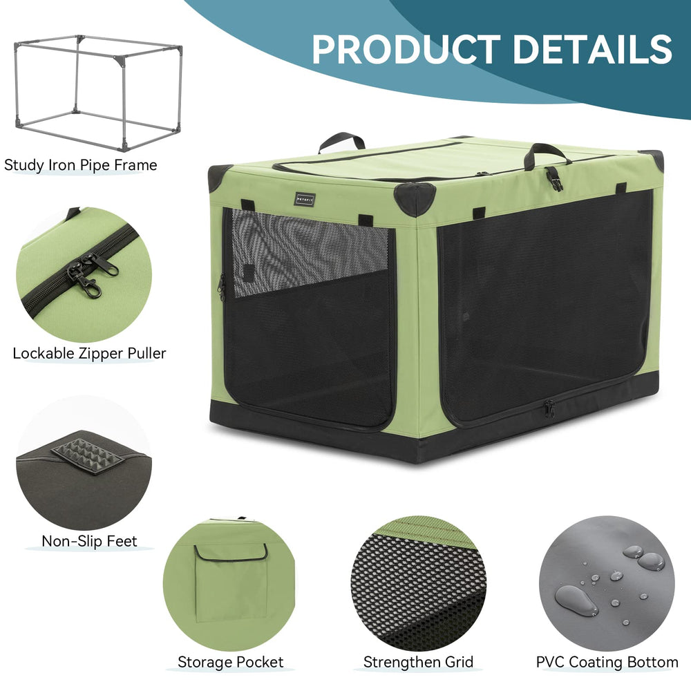 Petsfit soft dog crate storage pocket keeps treats and toys handy