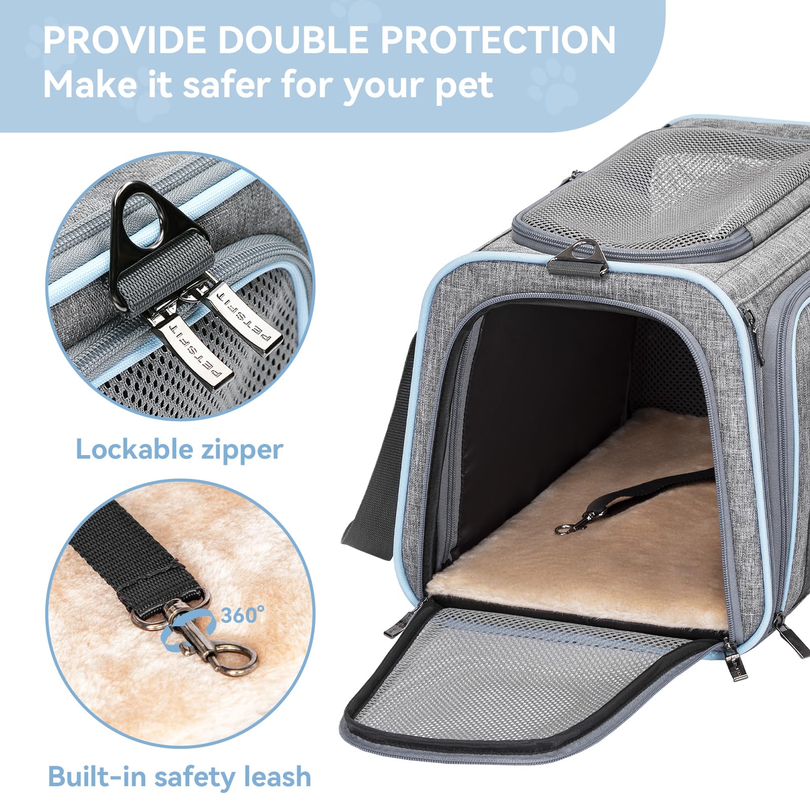 Petsfit soft plush pad inside adds cozy comfort and easy care.