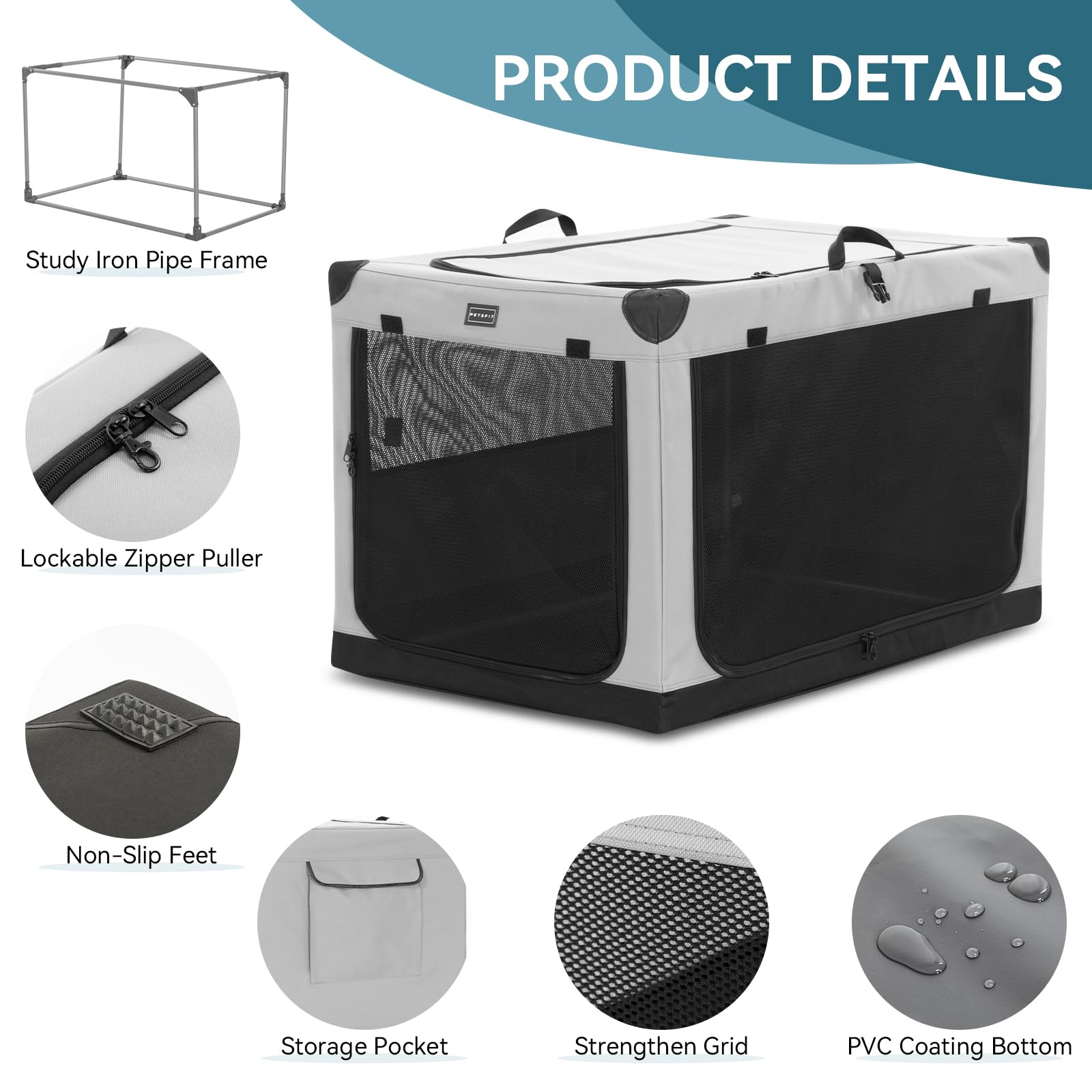 Petsfit crate demonstrating foldable and portable design for easy transport.