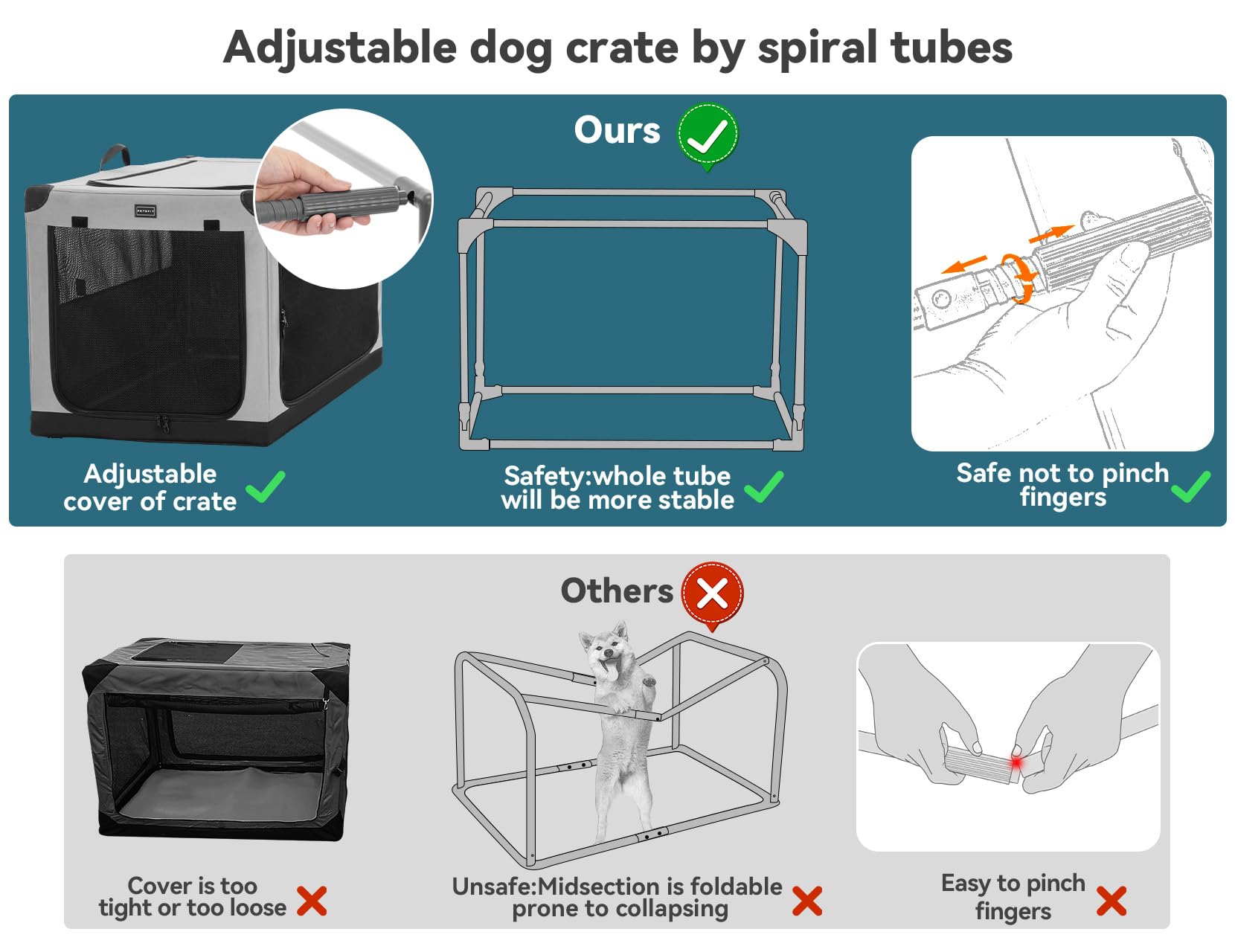 Petsfit crate highlighting ventilated mesh windows for airflow and calm travel.