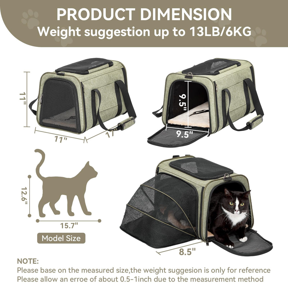 Petsfit soft-sided pet carrier with mesh windows for breathable airflow.