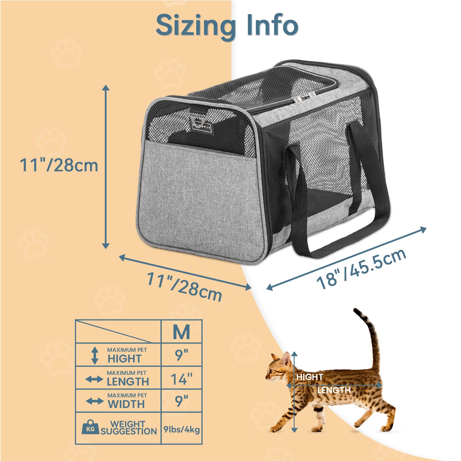 Petsfit soft-sided carrier with portable handle for easy carry