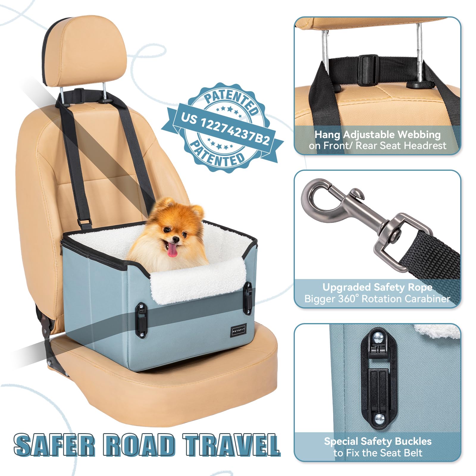 PETSFIT stable internal support frame keeps the seat steady on rough roads.
