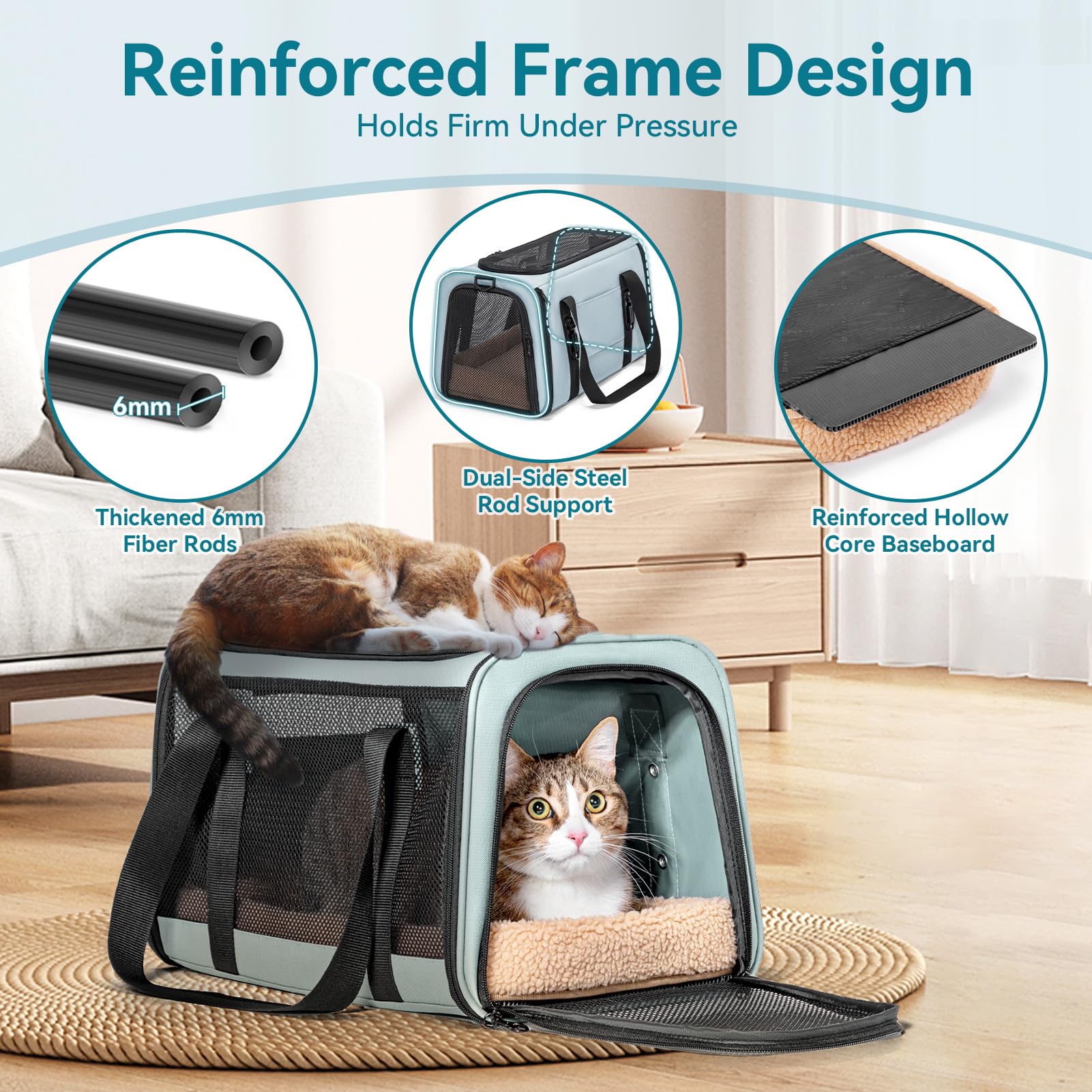 Petsfit back design allows secure suitcase attachment for travel.