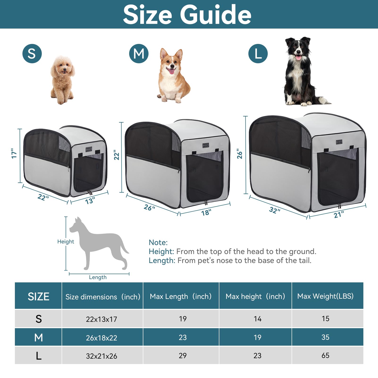 Petsfit Travel Dog Crate front-door view shows secure access and airflow.