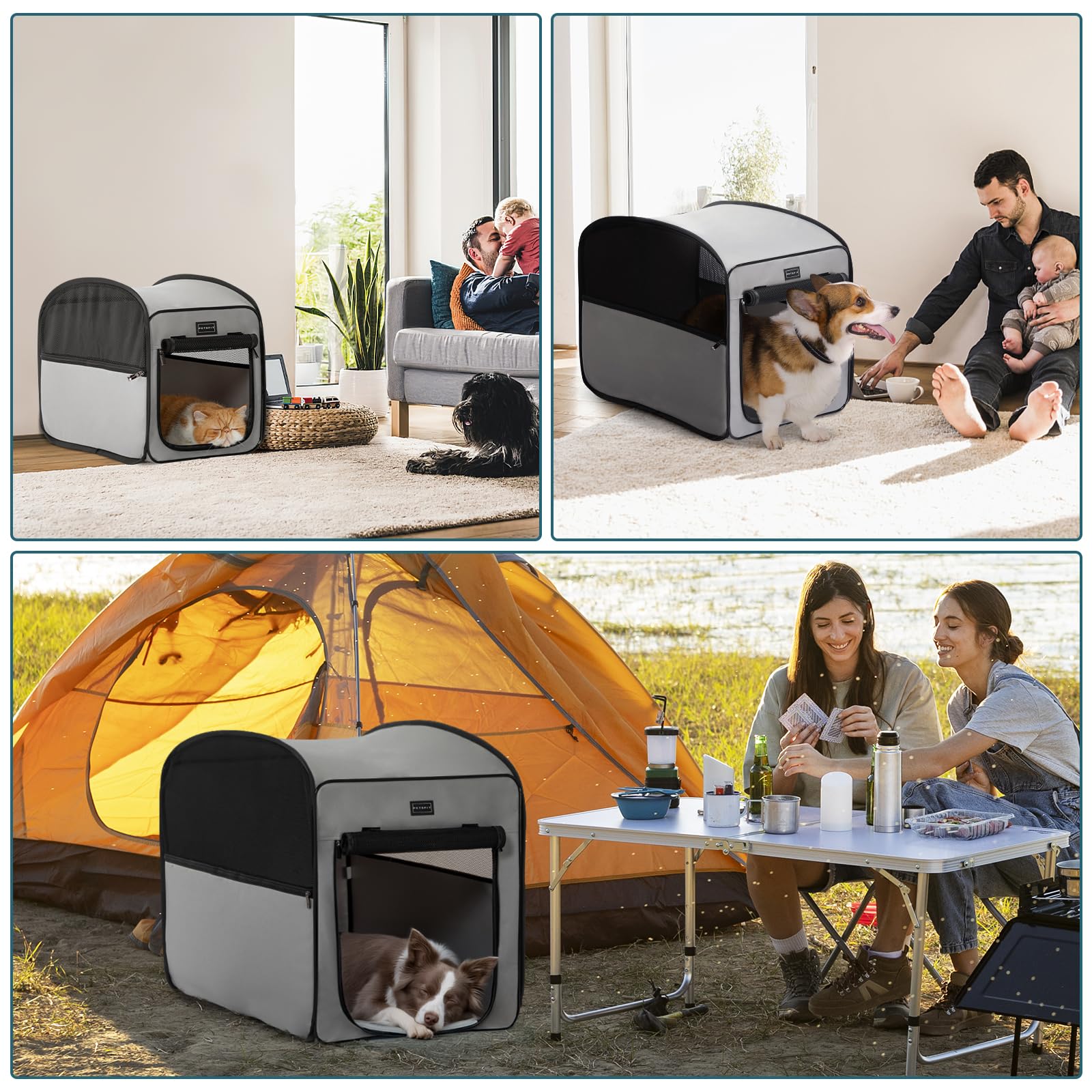 Petsfit Travel Dog Crate indoor-outdoor versatility for travel and home.