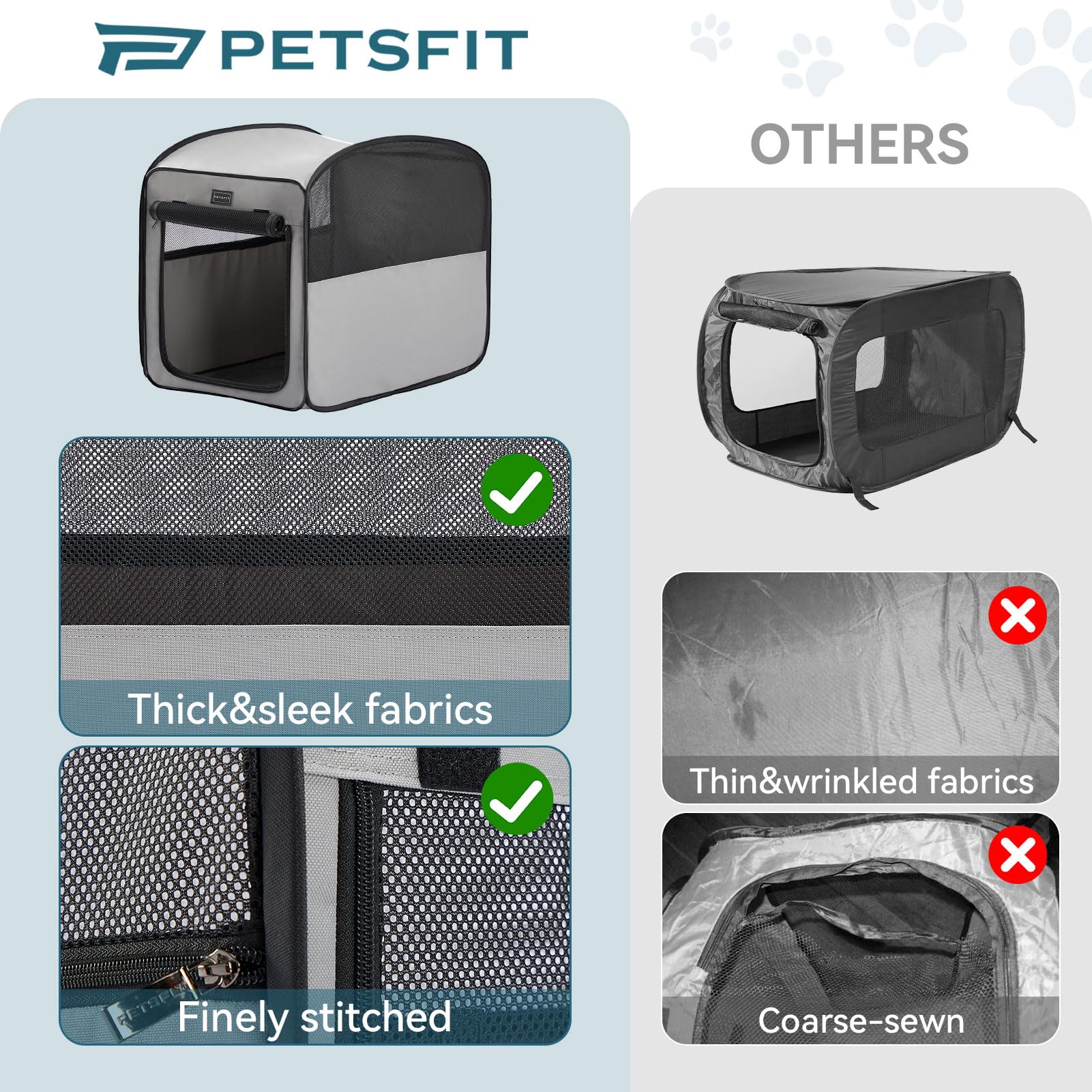 Petsfit Travel Dog Crate setup ready for quick enclosure anywhere.