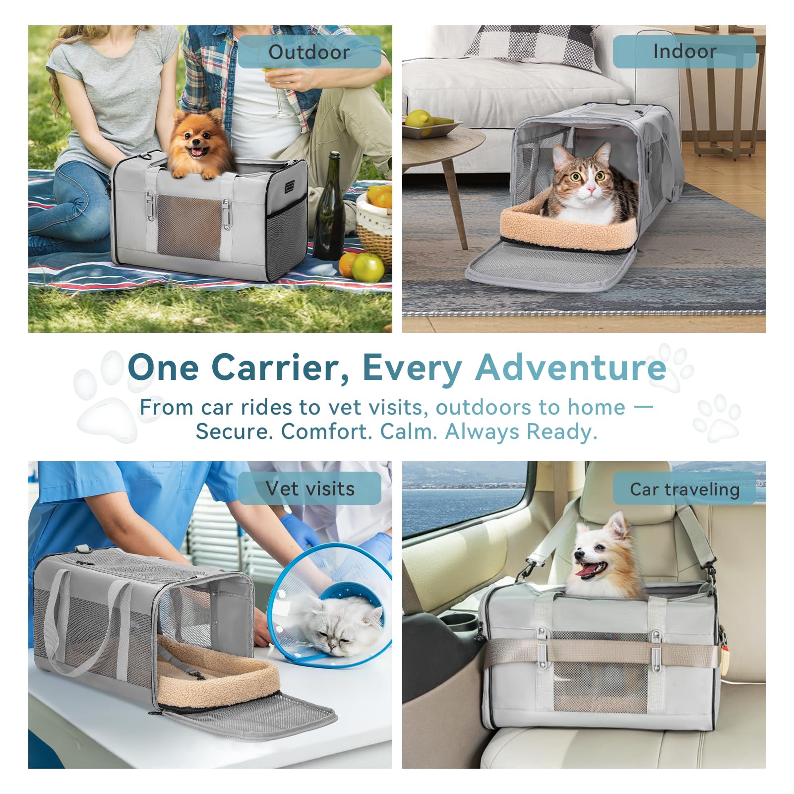 Petsfit travel pet carrier durable Oxford fabric resistant to wear for frequent road trips