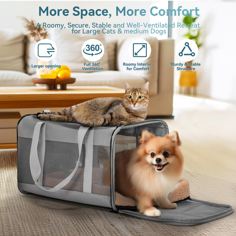 Petsfit travel pet carrier adjustable shoulder straps and side pockets for convenient travel