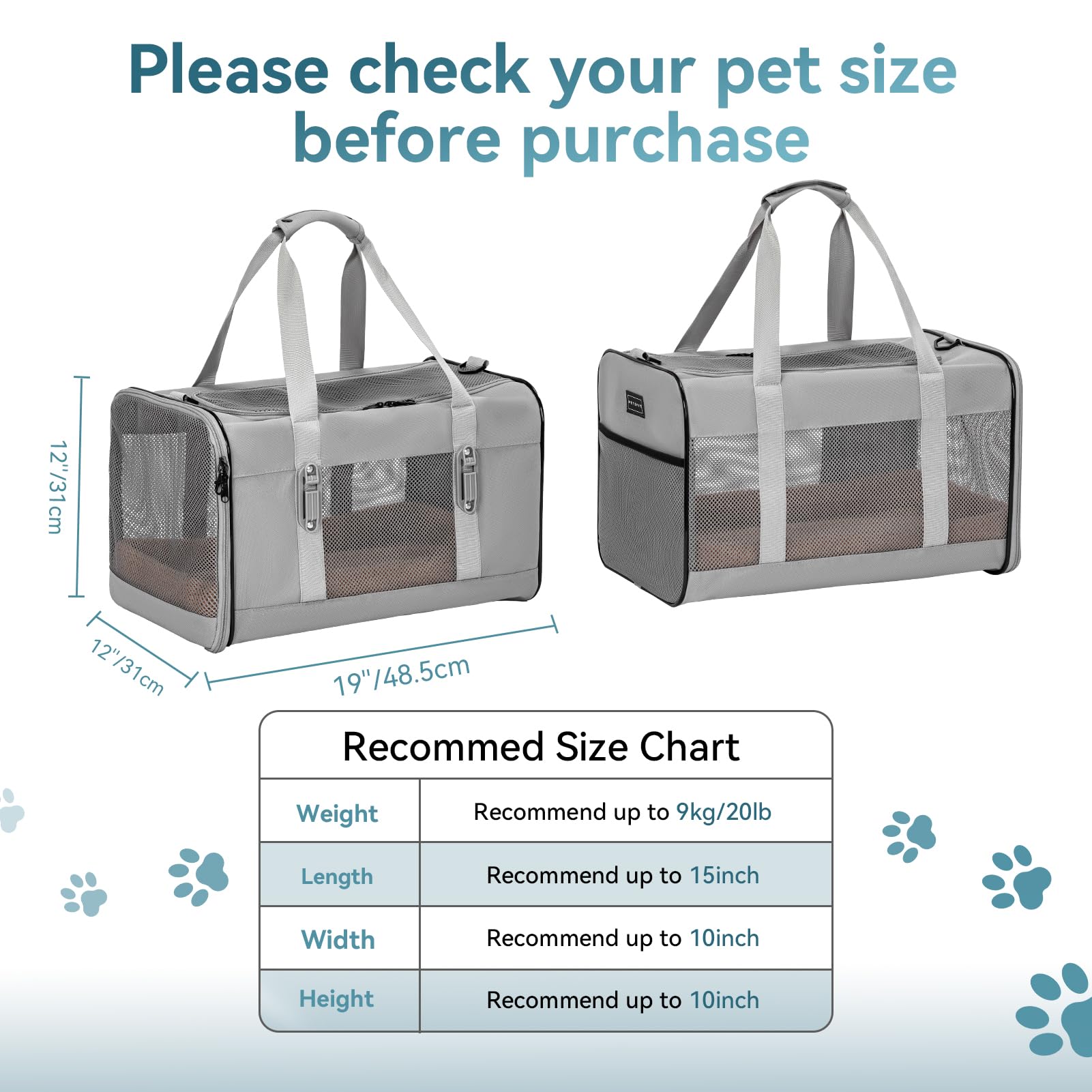 Petsfit travel pet carrier soft padding close-up emphasizes comfort and pet-friendly edges