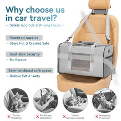 Petsfit travel pet carrier top opening grey enables easy access and supervision on trips