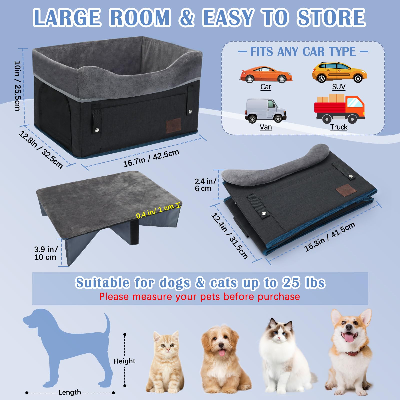 PetsHome dog car seat breathable mesh panel promotes all season airflow